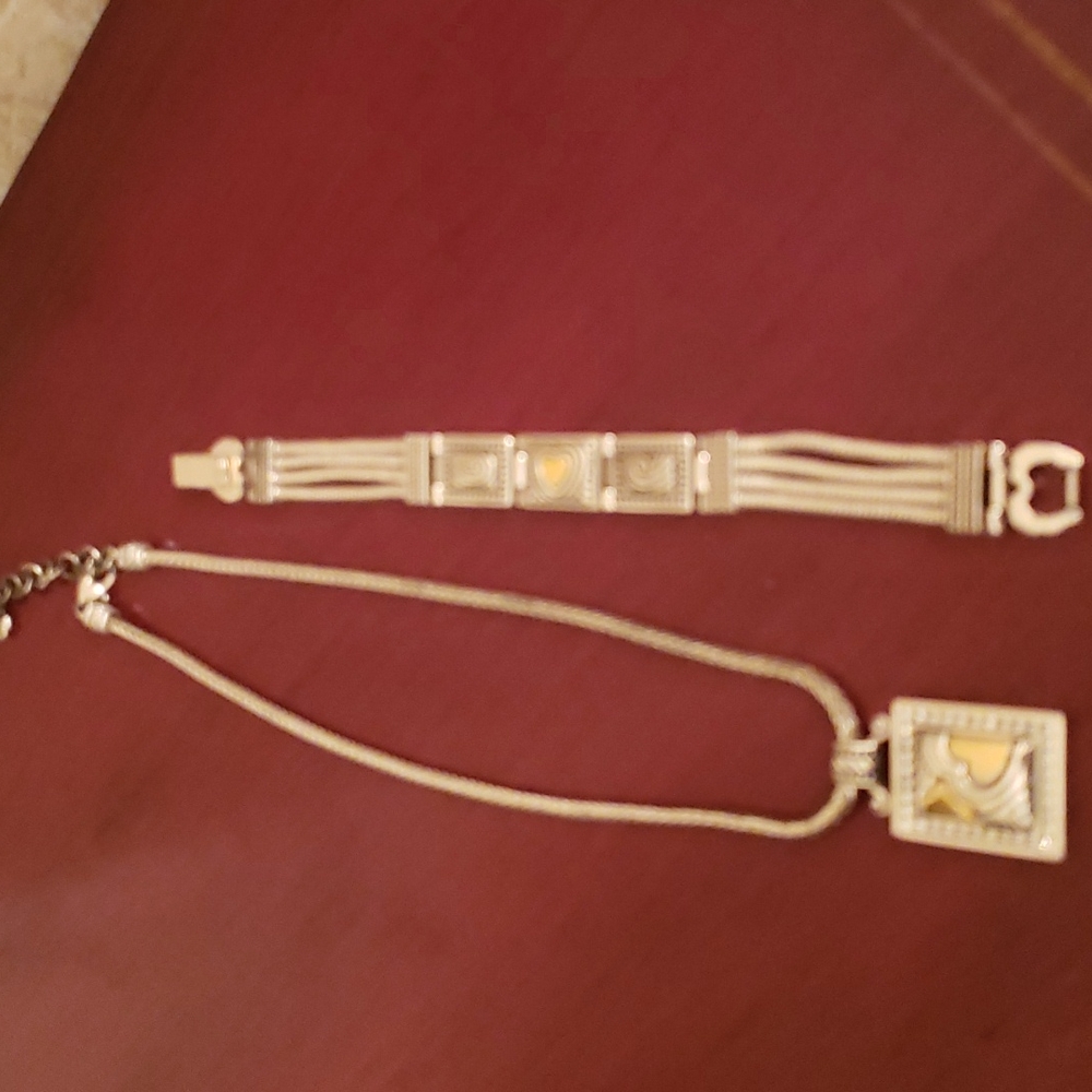 Brighton Necklace and Bracelet Set Silver and Gold with Hearts